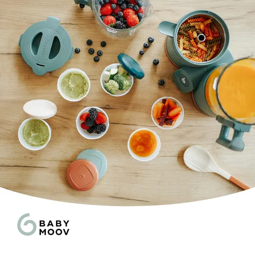 Vista 6 de Babymoov Tarros de comida ecológicos para bebés, juego de 6 (6 onzas cada uno), recipientes de almacenamiento sin BPA, hechos de caña de azúcar