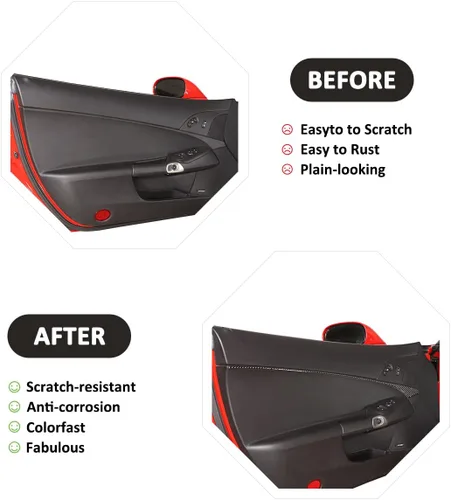 Vista 2 de Adhesivo de fibra de carbono suave ABS para panel de puerta interior de automóvil, compatible con Chevrolet Corvette C6 2005-2013 para puerta