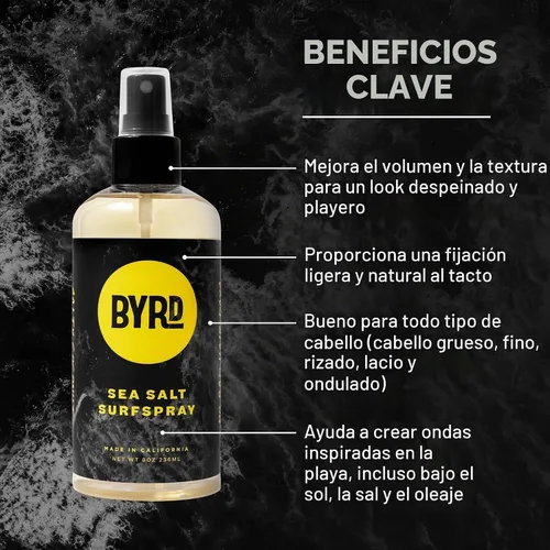 Vista 2 de BYRD - Spray de surf texturizante – Spray voluminizador para el cabello, añade brillo e hidratación, seguro para todo tipo de cabello, 6 onzas