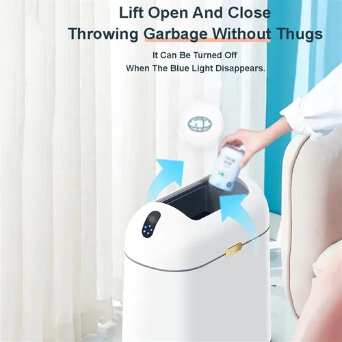 Vista 3 de HIHELO Cubo de basura inteligente para baño, cubo de basura eléctrico automático de inducción con tapa, contenedor de basura con sensor de gran