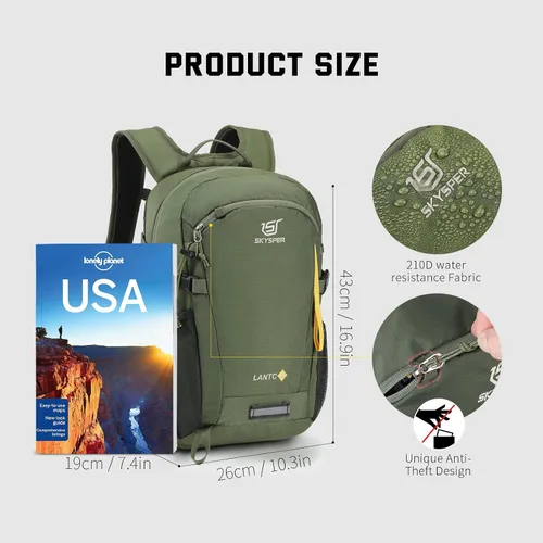 Vista 6 de SKYSPER Mochila pequeña de senderismo, 20L, mochilas de viaje ligeras para senderismo y día a día para mujeres y hombres