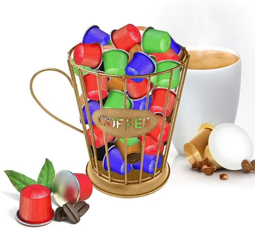 Vista 9 de Owill-home Soporte para cápsulas de café y taza organizadora, soporte de metal para tazas de café expreso, soporte para crema de café, soporte