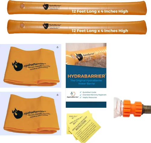 Vista 9 de La barrera de inundación original HydraBarrier estándar – 6 pies de largo x 4 pulgadas de alto – Alternativa ligera y reutilizable a los sacos