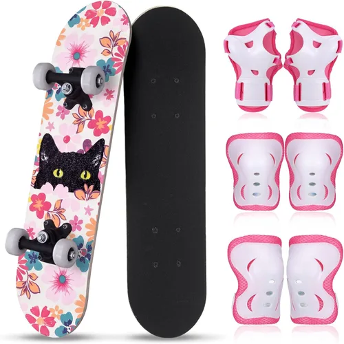 Vista 42 de Honoson Juego de 7 piezas de rodilleras, coderas y muñequeras para patinetas para principiantes y niños pequeños