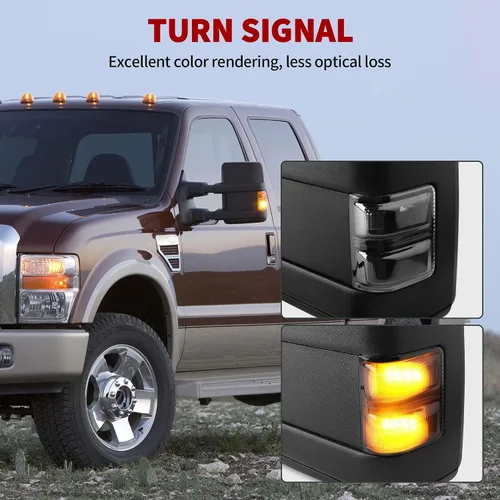 Vista 4 de YITAMOTOR Espejos de remolque compatibles con Ford F250 F350 F450 F550 Super Duty 2008-2016, señal de giro LED con calefacción eléctrica, manual