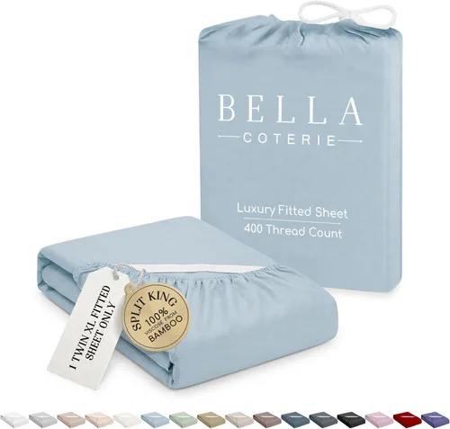 Vista 52 de Bella Coterie - Sábana bajera ajustable de viscosa de bambú de lujo, tamaño individual, 100% cultivada orgánicamente, ultrasuave, refrescante