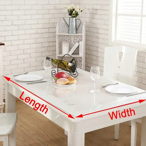 Vista 7 de Protector de mesa de PVC transparente impermeable, mantel de plástico transparente para cocina, café, oficina, comedor, armario, escritorio