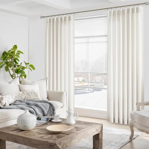 Vista 14 de WEST LAKE cortinas de lino natural con pinzas plegadas de 63 pulgadas de largo, 2 paneles, cortinas de estilo rústico para sala de estar