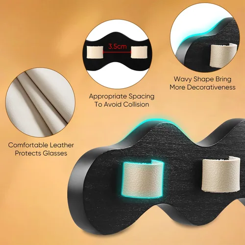 Vista 3 de Paquete de 2 organizadores de lentes de sol, soporte para lentes de sol, montaje en pared, soporte para lentes colgantes con 7 ranuras, soporte