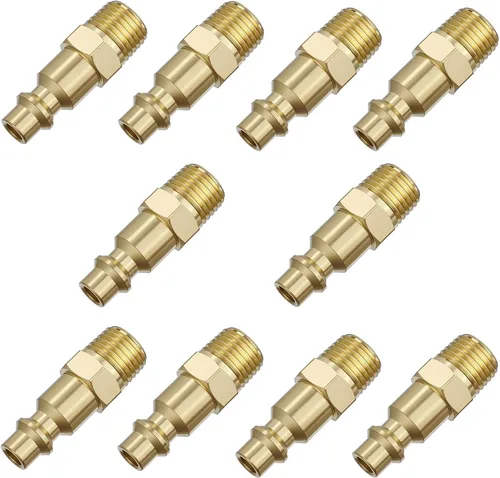 Vista 12 de Acoplamiento de Aire Industrial, Púa de Manguera de 1/4", Acoplador de Aire de Conexión Rápida de Flujo Básico de 1/4", Presión de Entrada Máxima