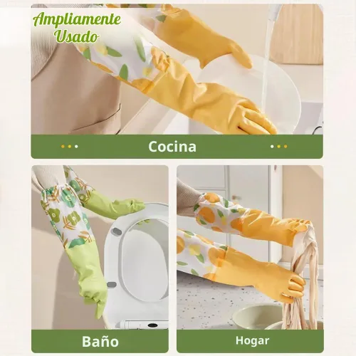 Vista 8 de 2 pares de guantes de goma para lavar platos, reutilizables sin