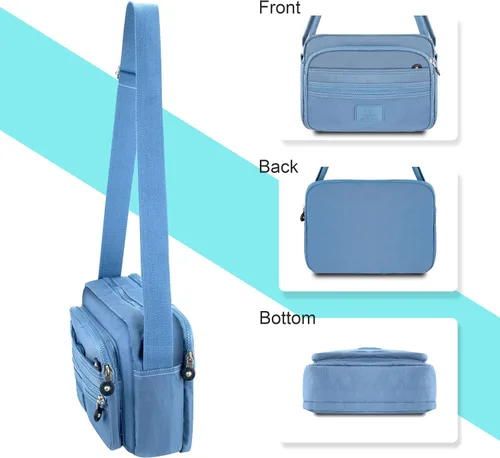 Vista 4 de Whale Power Bolso cruzado de nailon para mujer, antirrobo, impermeable, bolso de mano de viaje