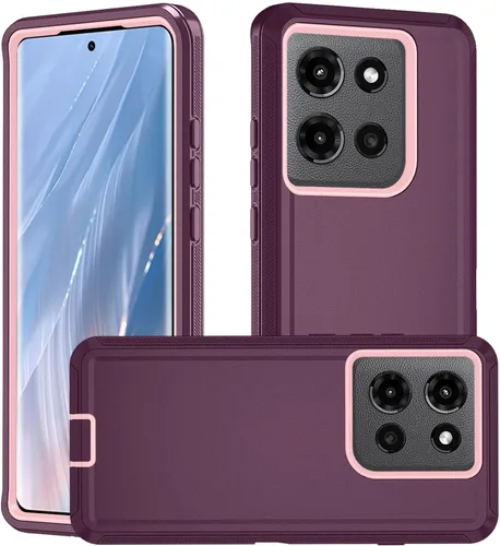Vista 7 de Funda para Motorola Moto Edge 5G 2025, funda de teléfono resistente a prueba de golpes resistente protectora, 3 en 1 cubierta de parachoques (negro)