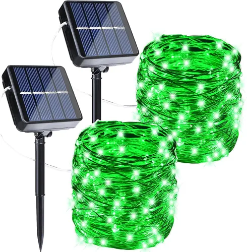 Vista 12 de Joomer - Tira de luces solares de hadas, paquete de 2, total 80 pies, 240 LED, luces de cuerda solar para exteriores, impermeables, 8 modos