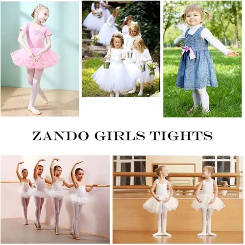 Vista 6 de Zando Mallas de ballet ultrasuaves para niñas, mallas de baile con pies, leggings coloridos para niñas 2-12T (bebéniño pequeñoniño grande)