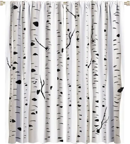 Vista 12 de Cortinas de abedul para sala de estar, niebla matutina en otoño, decoración del hogar, 42 x 45 pulgadas de largo