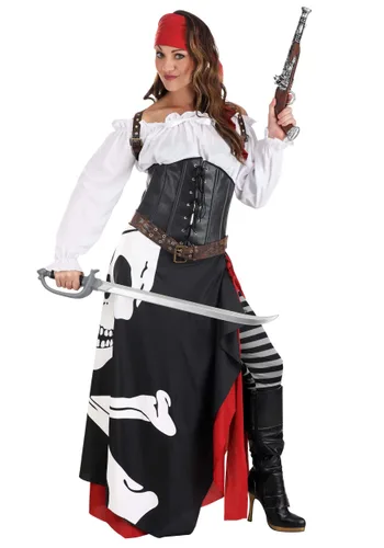 Vista 10 de Disfraz de gitana de bandera pirata para mujer Multicolor