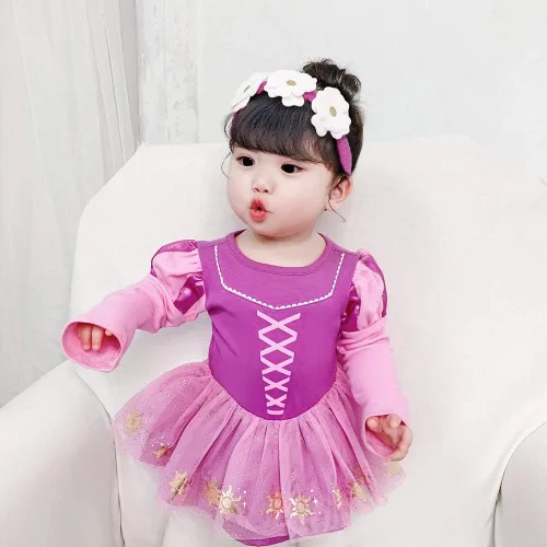Vista 111 de Disfraz de princesa de Belle Sofía Blancanieves para niñas pequeñas, disfraz de princesa, Navidad, Halloween, mameluco con diadema