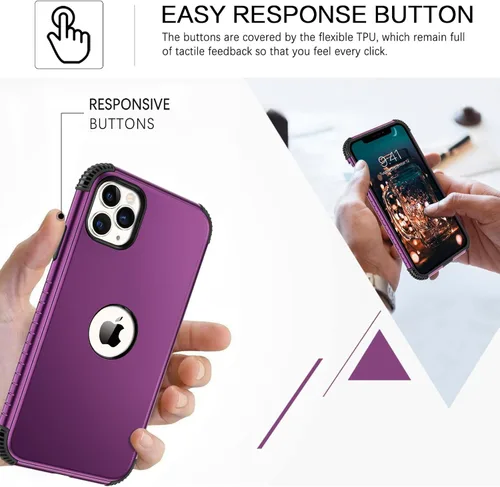 Vista 5 de BENTOBEN Fundas para iPhone 11 Pro Max, 2 en 1, ajuste delgado, resistente, híbrido, a prueba de golpes, de poliuretano termoplástico suave