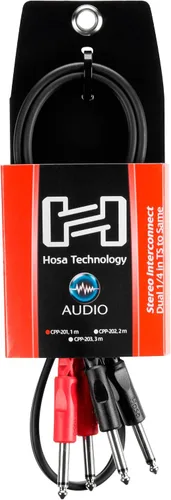 Vista 4 de Hosa CPP-201 Dual 14" TS a Dual 14" TS Cable de interconexión estéreo 14" 3.3 ft