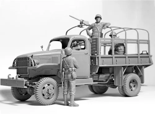 Vista 3 de ICM 35599 - Patrulla Militar de los Estados Unidos de la Segunda Guerra Mundial (G7107 con MG M1919A4) - Escala 1:35