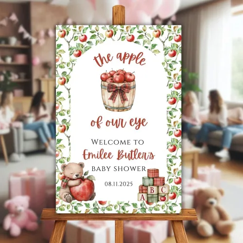 Vista 10 de Letrero de bienvenida personalizado para baby shower, cartel de bienvenida de Oh Baby Fall Baby Shower, póster de ducha de recién nacido con flores