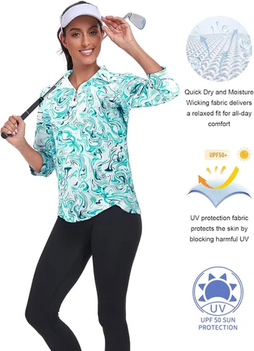 Vista 4 de Tanst Sky Camiseta sin mangas con cremallera para mujer, de secado rápido, para entrenamiento, golf, tenis, correr