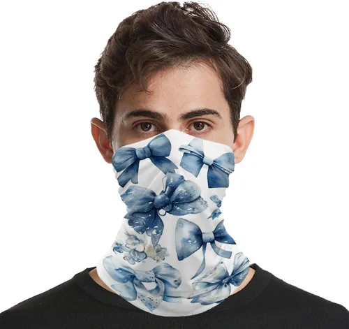 Vista 4 de Sun UV Protection Neck Gaiter Upf 50+ Balaclava Ski A Set of Blue Bows Face Mask Summer Face Cover Scarf Breathable Bandana for Fishing Hunting