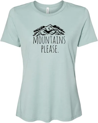 Vista 7 de Cute Women's Screen Printed Crew Neck Tee, Shirts With Sayings, Dusty Blue or Olive