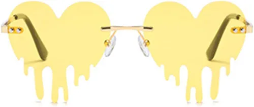 Vista 2 de Lentes de sol de corazón derretido para hombres y mujeres, sin montura, irregulares, para fiesta única, lentes de sol de metal para baile