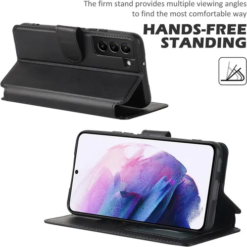 Vista 4 de QLTYPRI Para Samsung Galaxy A14 Case Premium PU Leather Simple Wallet Case [Ranuras para tarjetas] [Soporte manos libres] [Cierre magnético] Funda