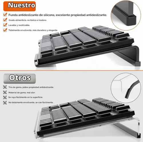 Vista 6 de Richboom - Soporte para teclado de computadora, inclinado, elevador de teclado de PC para escritura ergonómica fácil, bandeja de teclado acrílica