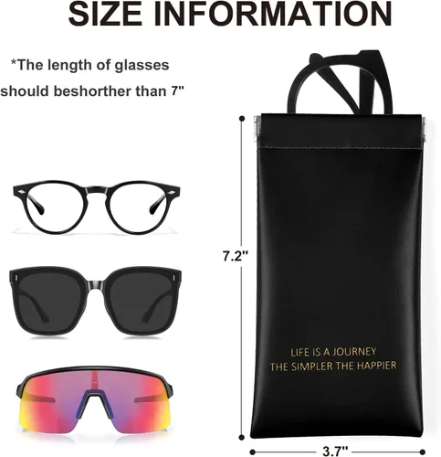 Vista 6 de Paquete de 3 fundas suaves para lentes de lectura para mujeres, estuche portátil de cuero para lentes de lectura, paquete organizador de lentes