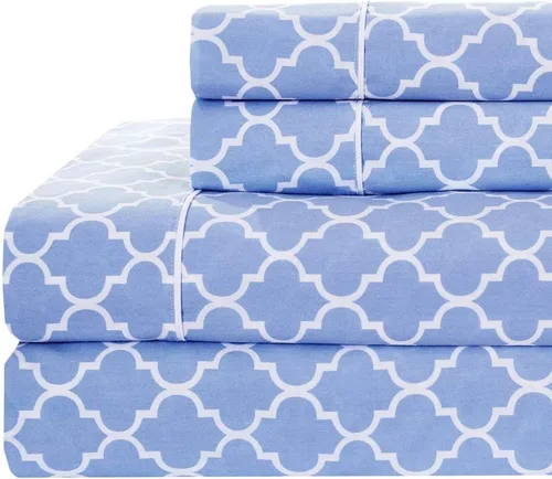 Vista 3 de Royal Tradition Meridian - Juego de 2 fundas de almohada de 340 hilos, 100% algodón, tamaño Queen, color azul y blanco