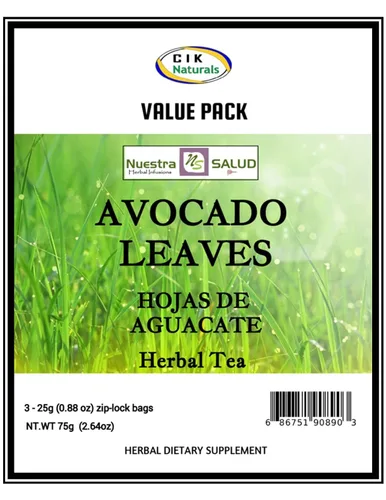Vista 5 de Hojas de té de aguacate Infusión de hierbas Hojas de Aguacate Te Value Pack (2.65 oz) 100% natural sin cafeína