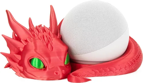 Vista 13 de Costume Wizard Soporte Dragon para Echo Dot 4ª/5ª generación, 3D impreso Dragon Amazon Echo altavoces de escritorio, soporte para Echo Dot 5ª Negro