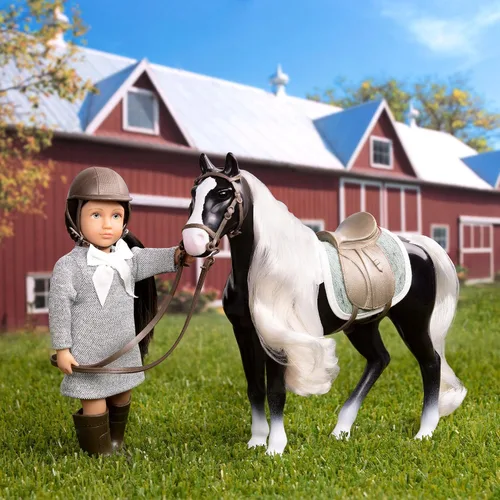 Vista 2 de Lori Mini muñeca y caballo de juguete - Muñeca pequeña de 6 pulgadas y caballo gitano Vanner - Set con ropa, animales y accesorios - Set de juego