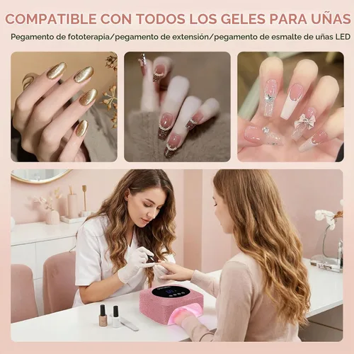 Vista 5 de Lámpara de uñas LED UV inalámbrica de 96 W para uñas de gel, diamantes de imitación