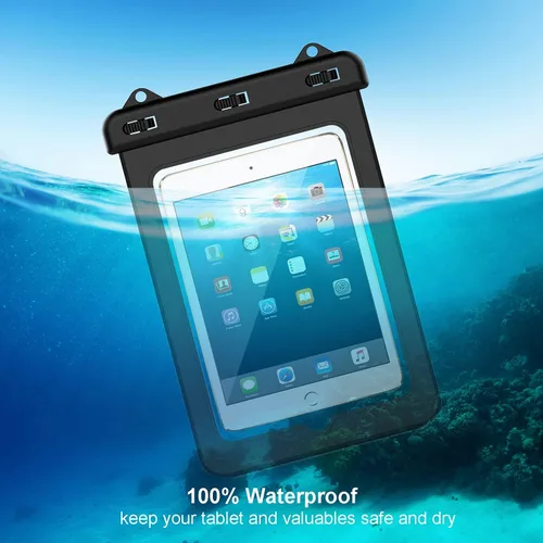 Vista 6 de Funda impermeable para tablet de 8 pulgadas, bolsa seca con cordón para iPad mini 2019/4/3/2, Galaxy Tab A / S2 / Tab E 8.0", ASUS ZenPad, Fire HD