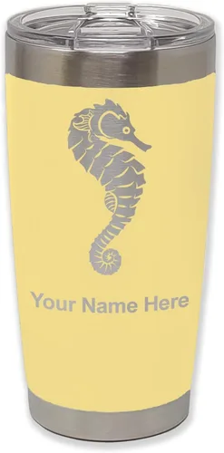 Vista 13 de LaserGram Vaso aislado al vacío de 20 onzas, caballito de mar, grabado personalizado incluido (negro)