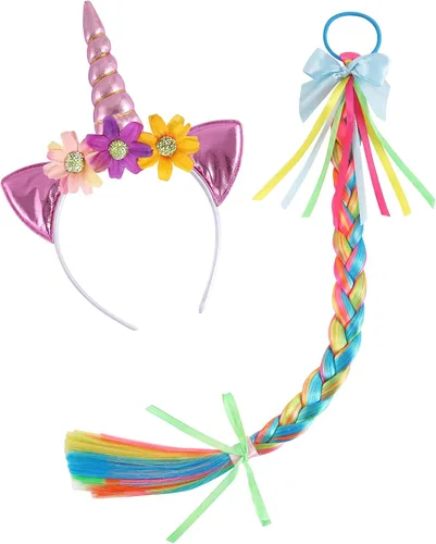 Vista 9 de Eledobby Disfraz de unicornio para niñas, ropa de vestir de princesa de cumpleaños, trajes de Halloween, fiesta de Navidad, vestido de tutú arcoíris