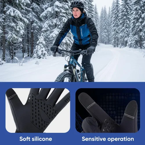 Vista 8 de Saker - Guantes térmicos de alta calidad para hombre, guantes de ciclismo para clima frío, resistentes al viento, resistentes al agua, con agarre