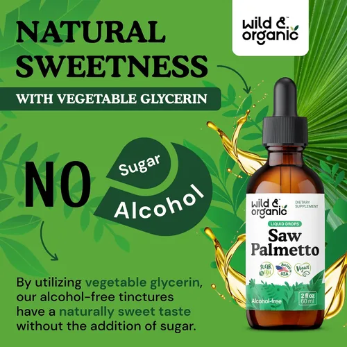 Vista 6 de Wild & Organic Gotas de Extracto de Saw Palmetto - Apoyo Urinario - Saw Palmetto para Hombres y Mujeres - Suplemento Líquido de Bayas de Serenoa