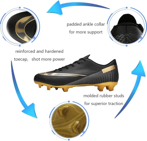 Vista 4 de Aiqzsh Zapatos deportivos de fútbol para hombre, zapatos de fútbol profesionales, transpirables, para deportes al aire libre, correr, competición