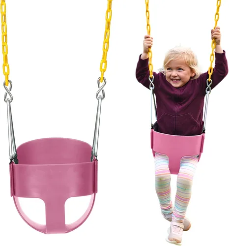 Vista 10 de Eastern Jungle Gym Asiento de columpio para niño con respaldo alto y respaldo alto Cadenas revestidas totalmente montadas Accesorio de columpio