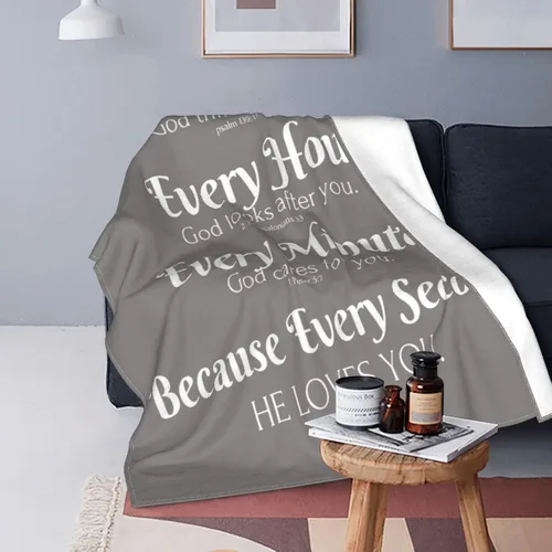 Vista 2 de QETXVI Manta con versículo bíblico con pensamientos y oraciones inspiradoras, manta religiosa, suave, ligera, acogedora manta de felpa cálida