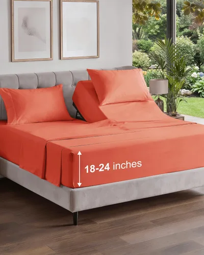 Vista 471 de Extra Deep Twin XL Sheet Set - 3 Piece College Dorm Room - White 01-Blanco
