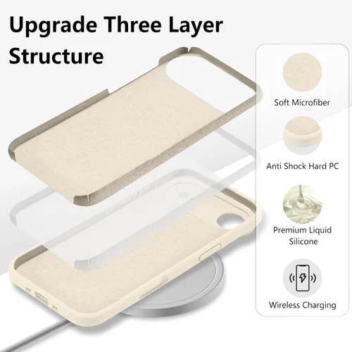 Vista 3 de Funda de silicona para iPhone Air, con [protección completa de la cámara] [forro de microfibra suave antiarañazos], funda de silicona líquida ultra