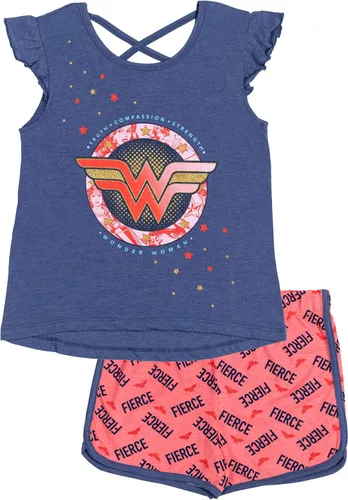 Vista 5 de DC Comics Wonder Woman Crossover - Conjunto de 4 piezas de pantalones cortos y leggings mixtos