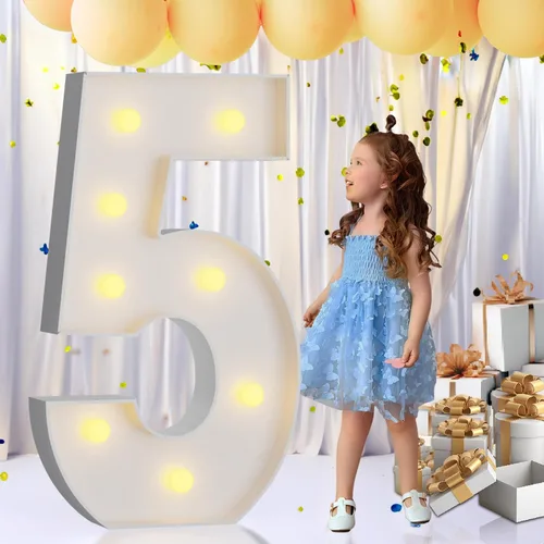 Vista 65 de IMPRSV Letras de mosaico iluminadas de marquesina, 4 pies para globos y fiestas, decoración de kit de arco